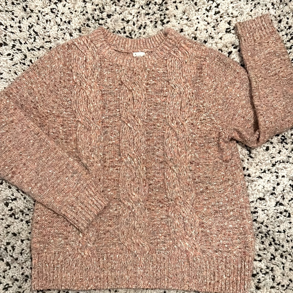 Cable knit crewneck sweater. Peach/pink. Size M. From Target, A New Day.
